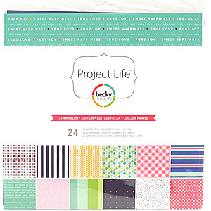 Project Life Designer Paper Collection Pack 12"X12" 24 pack Strawberry Edition