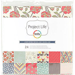 Becky Higgins - Project Life Designer Paper Collection Pack 12"X12" 24/Pkg Azure Edition