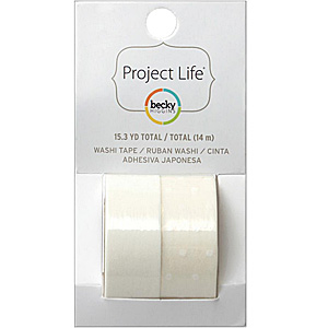 Project Life Washi Tape 15.3yd Spools 2 pack White