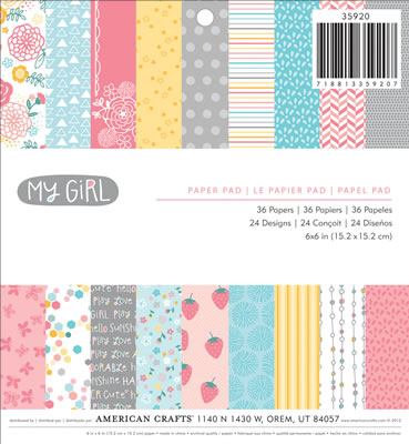 American Crafts - My Girl - 6x6 Paper Pad  (sold in 3's)