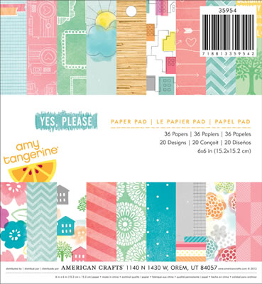 American Crafts - Amy Tangerine Yes Please - 6x6 Paper Pad  (sold in 3's)