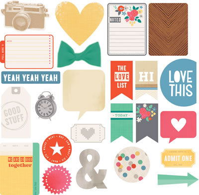 American Crafts - Amy Tangerine Cut & Paste - Die Cut Shapes  (sold in 3's)