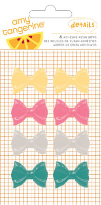 American Crafts - Amy Tangerine Cut & Paste - Adhesive Resin Bows  (sold in 3's)
