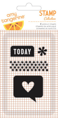 American Crafts - Amy Tangerine Cut & Paste - Clear Acrylic Stamps - Accent/Phrase - Today  (sold in 3's)