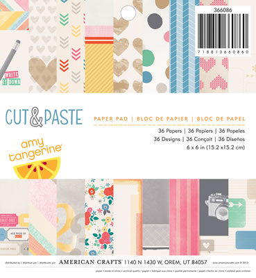 American Crafts - Amy Tangerine Cut & Paste - 6x6 Paper Pad  (sold in 3's)
