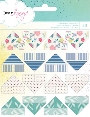 American Crafts - Dear Lizzy Polka Dot Party - Ribbon Photo Corners  (sold in 3's)