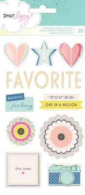 American Crafts - Dear Lizzy Polka Dot Party - Dimensional Accent/Phrases  (sold in 3's)