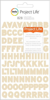 Becky Higgins - Project Life - Alpha Stickers - Tan 8 shts  (sold in 3's)