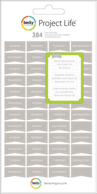 Becky Higgins - Project Life - Day Stickers - Grey 8 shts  (sold in 3's)
