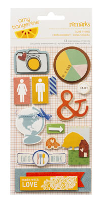 American Crafts - Amy Tangerine Ready Set Go - Sure Thing Dimensional Sticker Sheet  (sold in 3's)