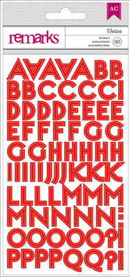 American Crafts - Soho Garden - Alpha Stickers - Chelsea - Red  (sold in 3's)