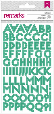 American Crafts - Soho Garden - Alpha Stickers - Chelsea - Teal  (sold in 3's)