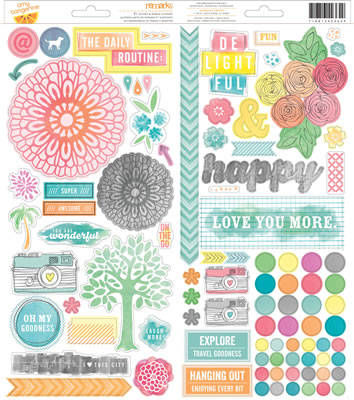 American Crafts - Amy Tangerine Yes Please -  Sticker Sheet - Organise  (sold in 3's)
