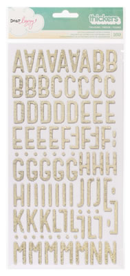 American Crafts - Dear Lizzy Lucky Charm - Thickers - Printed Chipboard Glitter Spray - Treasure - Vanilla  (sold in 3's)