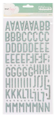 American Crafts -Dear Lizzy Lucky Charm - Thickers - Printed Chipboard Glitter Spray - Treasure - Spearmint  (sold in 3's)