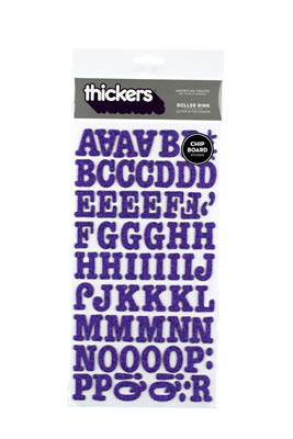 American Crafts - Thickers - Glitter Chipboard - Roller Rink: Plum  (sold in 3's)
