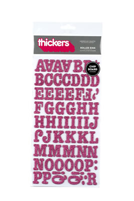 American Crafts - Thickers - Glitter Chipboard - Roller Rink: Taffy  (sold in 3's)
