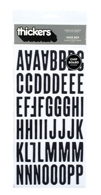 American Crafts - Thickers - Glitter Chipboard - Shoe Box: Black  (sold in 3's)