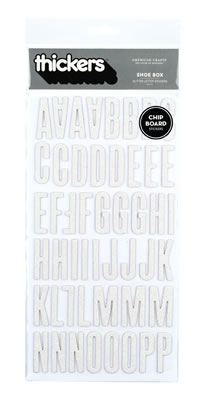 American Crafts - Thickers - Glitter Chipboard - Shoe Box: White  (sold in 3's)