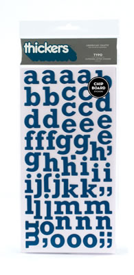 American Crafts - Thickers - Chipboard - Typo: Peacock  (sold in 3's)