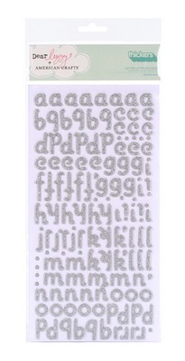 American Crafts - Thickers - Glitter Chipboard - Sparkling: Silver  (sold in 3's)