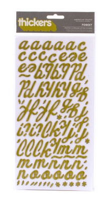 American Crafts - Thickers - Printed Chipboard - Forest: Kale  (sold in 3's)