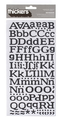 American Crafts - Thickers - Glitter Chipboard - Reindeer: Black  (sold in 3's)