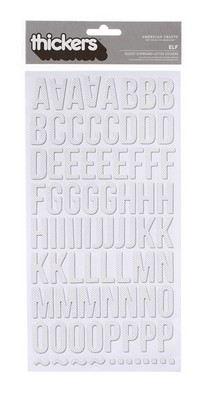 American Crafts - Thickers - Glossy Printed Chipboard - Elf: White  (sold in 3's)