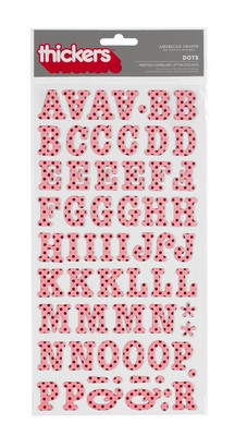American Crafts - Thickers - Printed Chipboard - Roller Rink Polka Dots: Crimson  (sold in 3's)