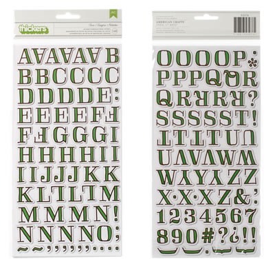 American Crafts - Gardenia - Printed Chipboard Thickers - Fern: Grass  (sold in 3's)