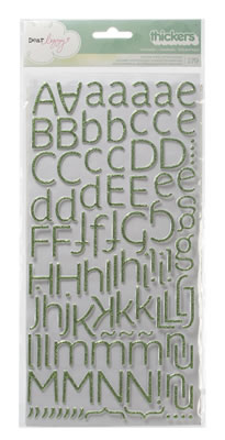 American Crafts - Thickers - Glitter Puffy - Dear Lizzy Neopolitan - Charmed: Peapod  (sold in 3's)