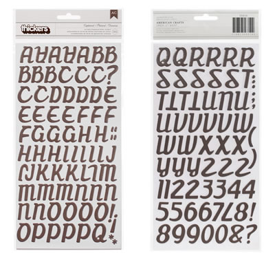 American Crafts - Fresh Squeezed -  Painted Chipboard Thickers - Cupboard: Coffee  (sold in 3's)
