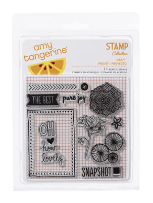 American Crafts - Amy Tangerine Sketchbook - Clear Acrylic Stamps  (sold in 3's)