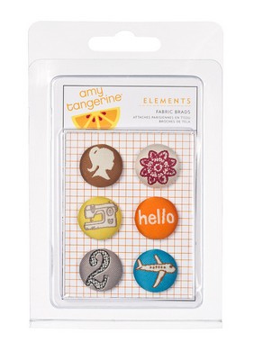 American Crafts - Amy Tangerine - Fabric Brads  (sold in 3's)