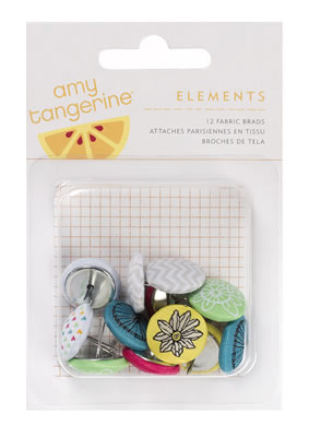 American Crafts - Amy Tangerine Sketchbook - Elememts Flat-top Fabric Brads  (sold in 3's)