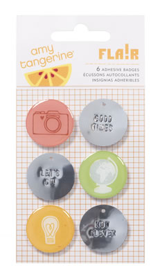 American Crafts - Amy Tangerine Ready Set Go - Flair - Metal Disc Mix  (sold in 3's)