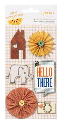 American Crafts - Amy Tangerine Ready Set Go - Delight/Details Dimensional Mix  (sold in 3's)