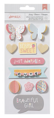 American Crafts - My Girl - Dimensional Mix  (sold in 3's)