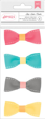 American Crafts - My Girl - Details - Ribbon Bows  (sold in 3's)