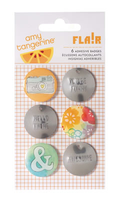 American Crafts - Amy Tangerine Yes Please - Flair Adhesive Badges  (sold in 3's)