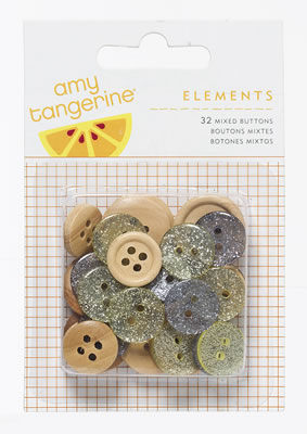 American Crafts - Amy Tangerine Yes Please - Mixed Buttons - Personal  (sold in 3's)