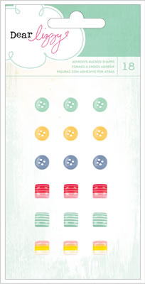 American Crafts - Dear Lizzy Lucky Charm - Adhesive Buttons & Shapes  (sold in 3's)