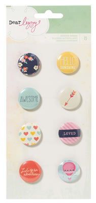 American Crafts - Dear Lizzy Lucky Charm - Flair Adhesive Badges  (sold in 3's)