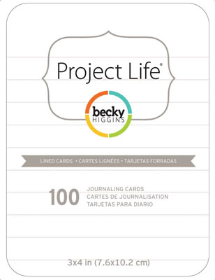 Becky Higgins - Project Life - 3x4 Lined Cards 100/pk  (sold in 3's)