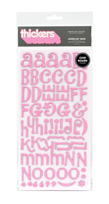 American Crafts - Thickers - Glitter Chipboard - Jewelry Box: Bubblegum  (sold in 3's)