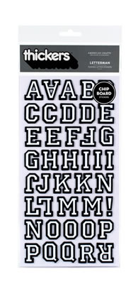 American Crafts - Thickers - Flocked Chipboard - Letterman: Black  (sold in 3's)