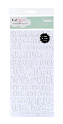 American Crafts - Thickers - Glitter Chipboard - Bliss: White  (sold in 3's)