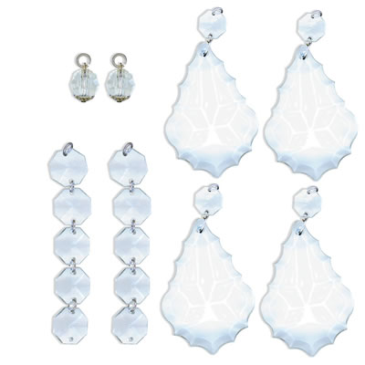 7 Gypsies - ATC & Photo Display Hardware - Princesca 8pc/pk - 2 crystal chains 3x3/8"- 2 small crystal balls 1/2"- 4 crystal chandeliners 3.5"x2"  (sold in 3's)"