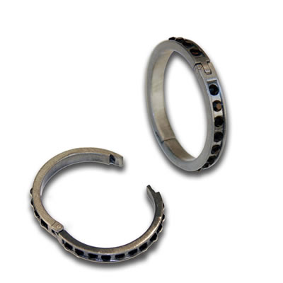 7 Gypsies - Binding Rings - Jeweled Antique Silver Black Crystal  (sold individually)