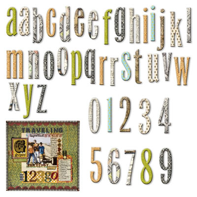 7Gypsies - Avignon - Chipboard Alphas & Numbers 60pc/pk  (sold in 3's)
